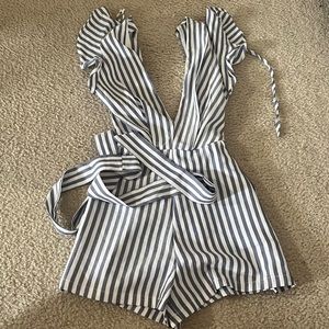 Stripe open back romper